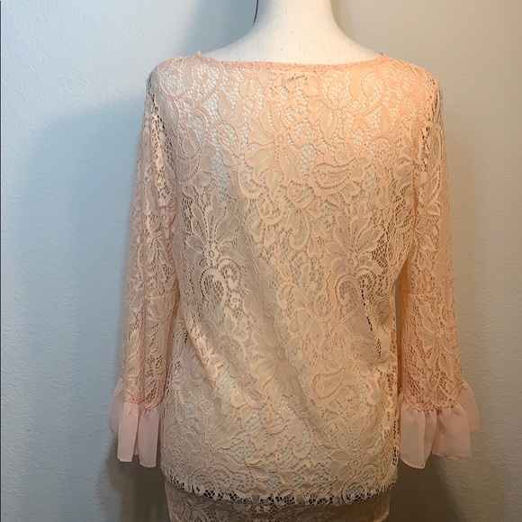 Anthropologie Pleione lace,ruffle bell sleeve top - Picture 4 of 6